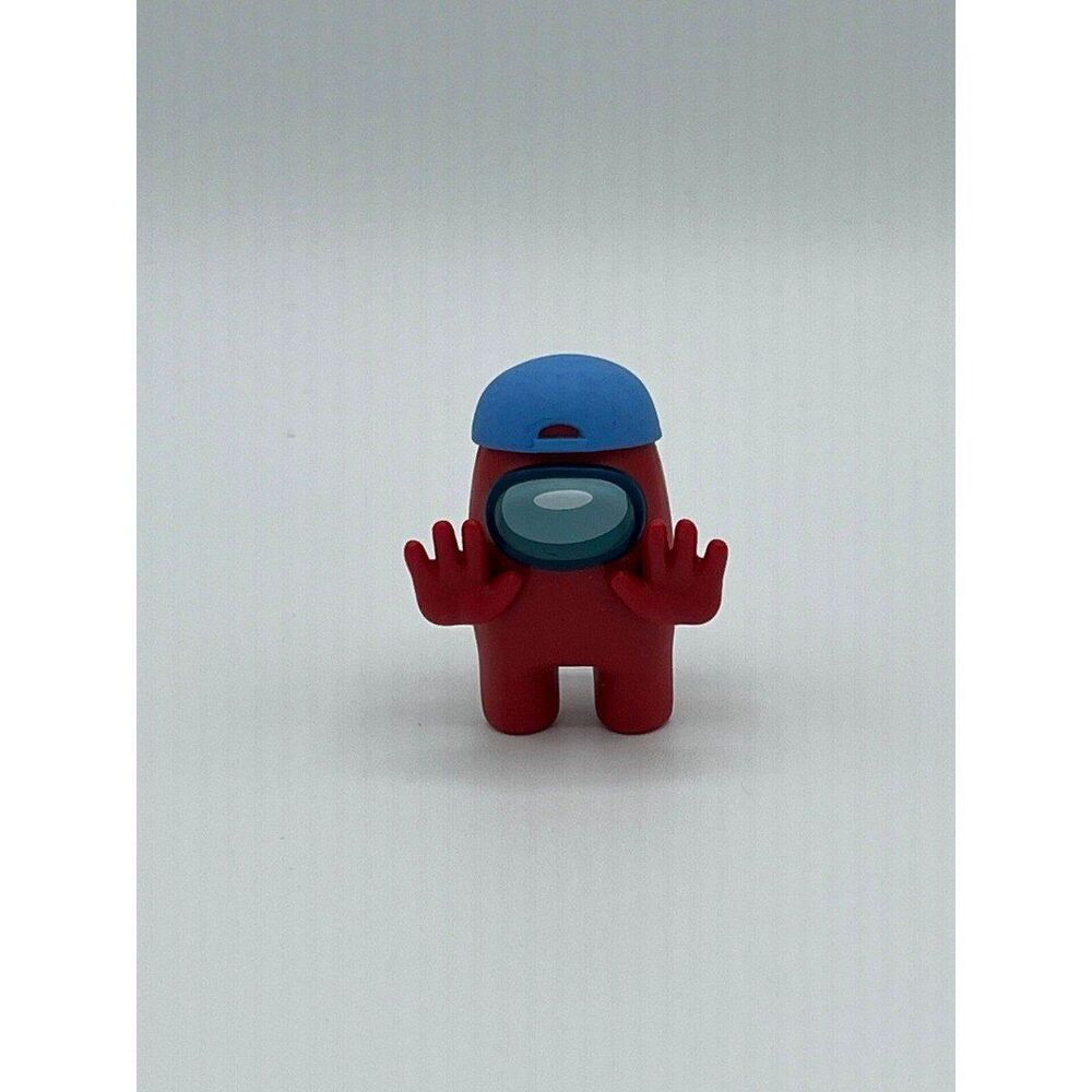 Among Us Red Crewmate Mini Figures 2" Blue baseball cap hat Series 2  Toikido